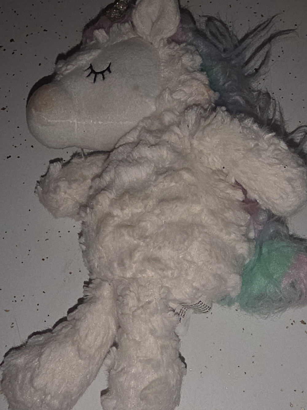 Horizon Pastel Fuzzy Rainbow Mane Plush Sleeping Unicorn Gold Horn Star 10"